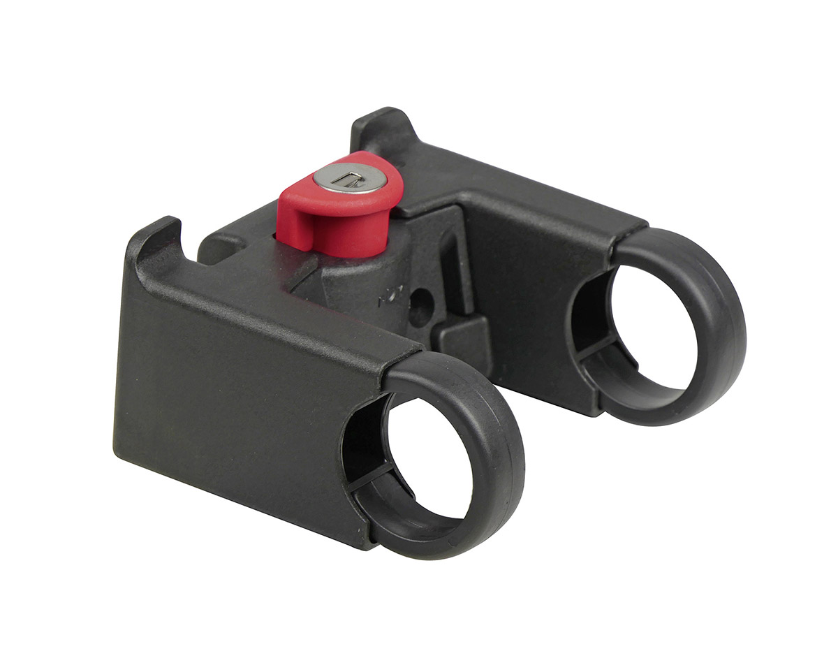 Fixation de panier au guidon 22-26 mm avec serrure Noir/Rouge